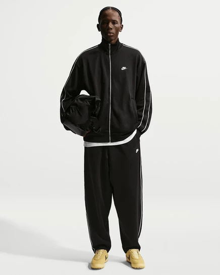 Мужские трикотажные штаны Nike Club оверсайз, черно-белые
