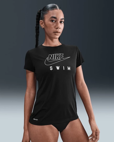 Женская футболка Nike Swim Swoosh Hydroguard, черная
