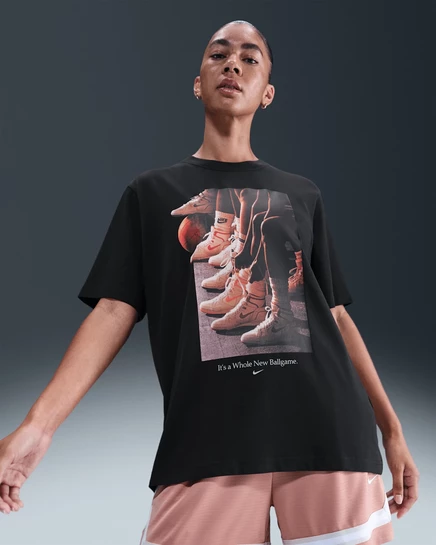 Женская баскетбольная футболка Nike Dri-FIT с принтом, черная