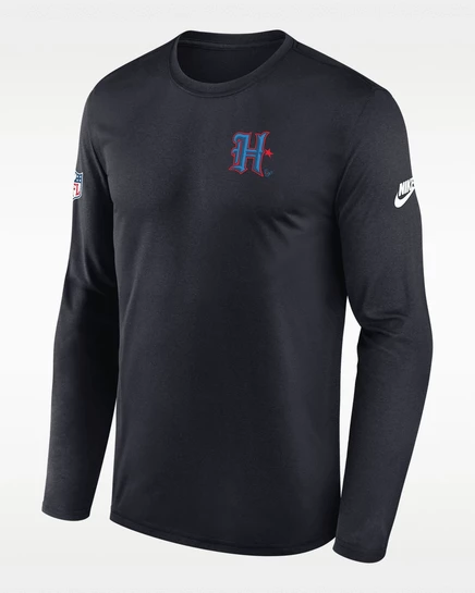 Мужской лонгслив nike alt legend houston texans dri-fit, темно-синий