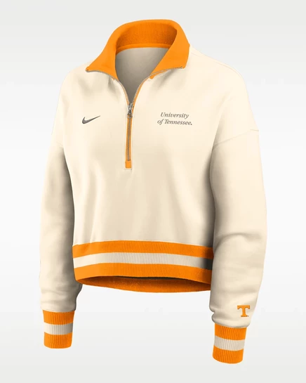 Женский кроп‑свитшот Nike Tennessee Legacy с молнией 1/4, бежевый