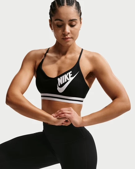 Женский бра Nike Indy легкой поддержки, черно-белый