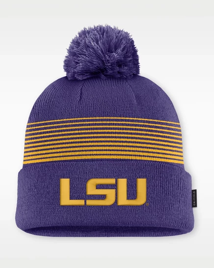 Шапка Nike LSU Sideline с помпоном, фиолетово-золотая