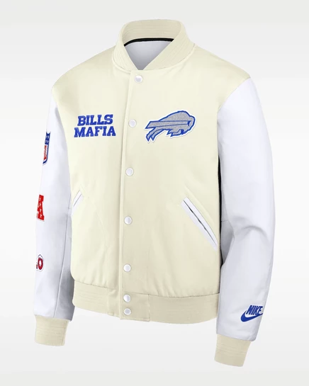 Мужская куртка варсити Nike Buffalo Bills Rivalries, кремовая