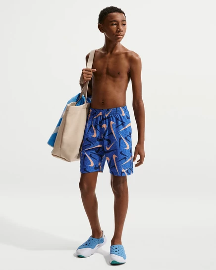 Плавки-шорты для мальчиков Nike 7″ с подкладкой, кристально-голубые