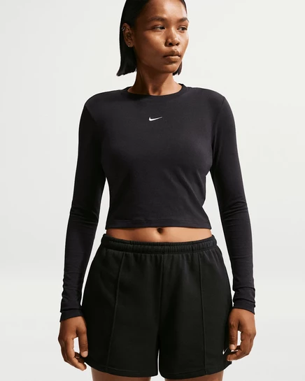 Женский укороченный топ Nike Sportswear Chill Knit, черный/белый