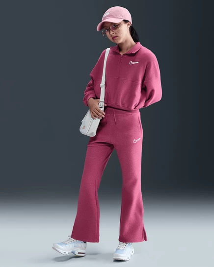 Девочковые флисовые брюки Nike Sportswear, розовый/белый