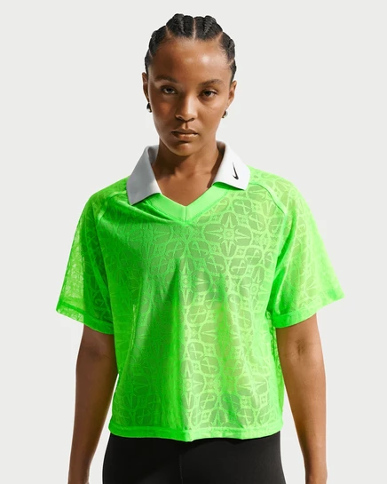 Женское поло Nike Loose Lace, зеленое/платиновое/черное