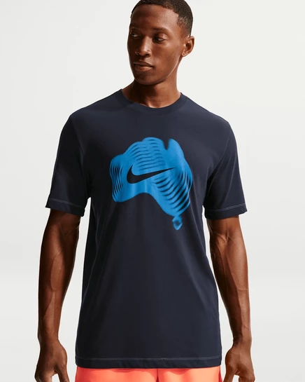 Мужская теннисная футболка NikeCourt, темно-синяя/голубая