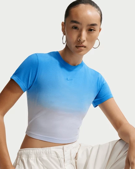 Женская укороченная футболка Nike Sportswear Chill Knit, светло-голубая/синяя