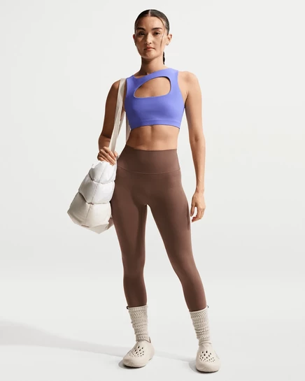 Женские леггинсы Nike Zenvy высокой посадки без переднего шва, tattoo/белые