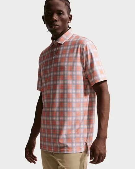 Мужская гольф-поло Nike Tailored Tartan Dri-FIT, оранжевая