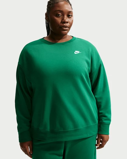 Женский свитшот Nike Sportswear Club Fleece, малахитовый/белый