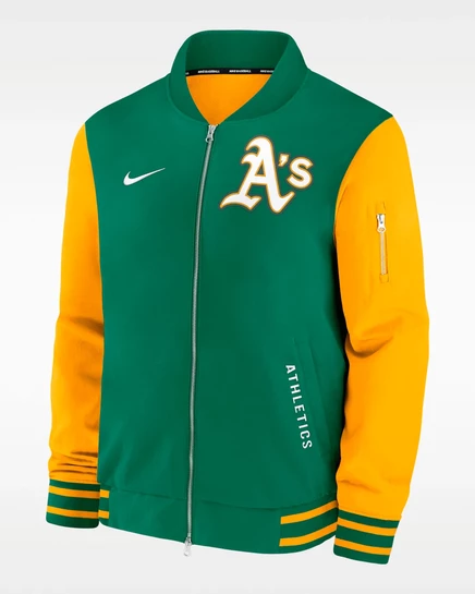 Мужская бомбер-куртка nike athletics dugout на молнии, зеленая