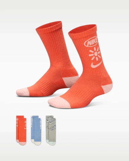 Детские носки Nike Everyday Plus 3 пары, разноцветные