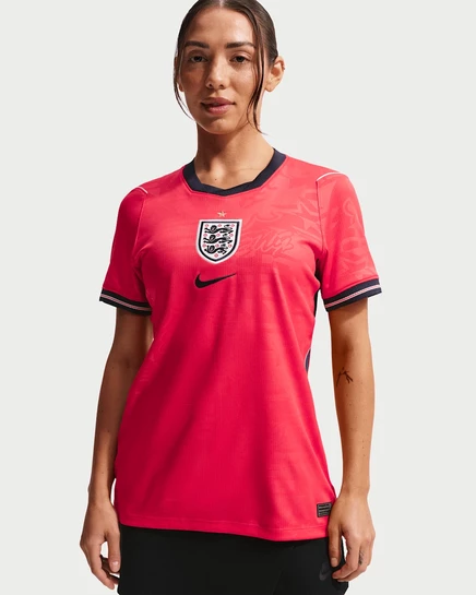 Женская футболка Nike England 2026, красная/чёрная/белая
