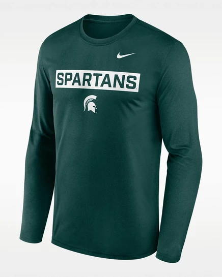 Мужской лонгслив Nike Michigan State Primetime Legend, зеленый