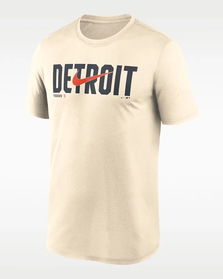 Мужская футболка Nike Detroit Tigers Swoosh Legend Dri-FIT, кремовая