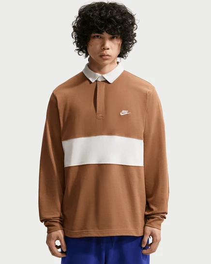 Мужская регбийка Nike Club с длинным рукавом, коричневая