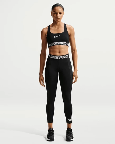 Женские леггинсы Nike Pro 7/8 средней посадки, черно-белые