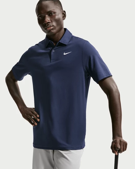 Мужское поло для гольфа Nike Velocity Dri-FIT, темно-синее/белое