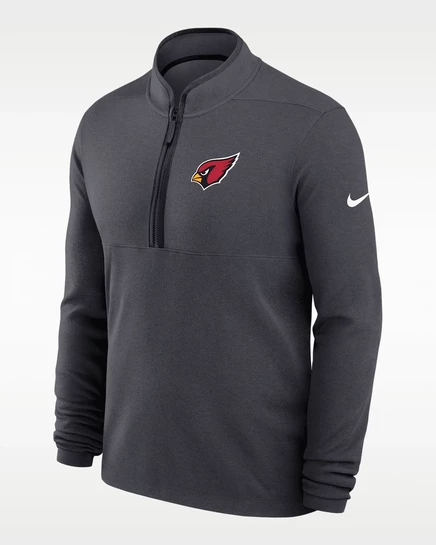 Мужской лонгслив Nike Dri-FIT Arizona Cardinals Logo Victory с короткой молнией, антрацитовый