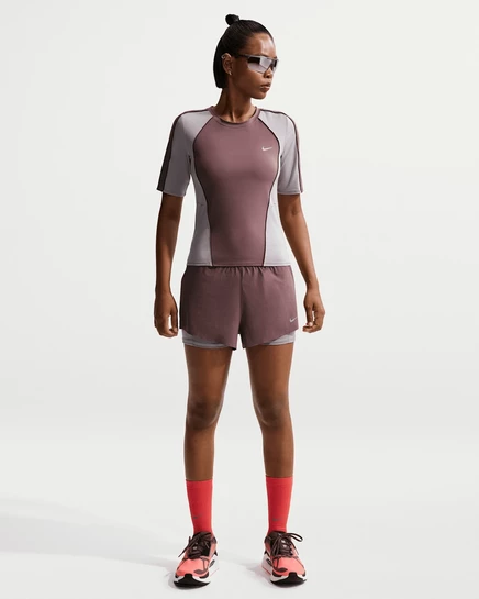 Женские 2-в-1 шорты Nike Dri-FIT, tattoo/light violet ore