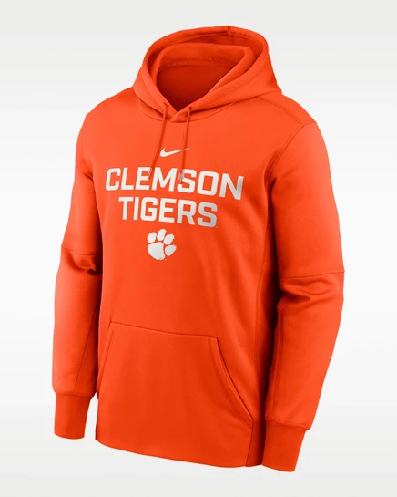Мужское худи Nike Clemson Team Stacked Therma с капюшоном, оранжевое