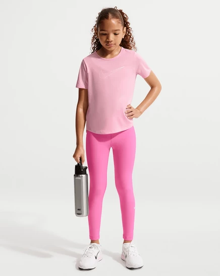 Легинсы для девочек Nike One Dri-FIT, розовые/белые
