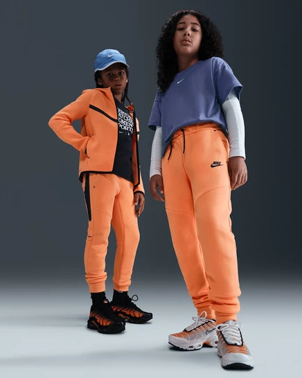 Детские джоггеры Nike Tech Fleece, терракотово-черные
