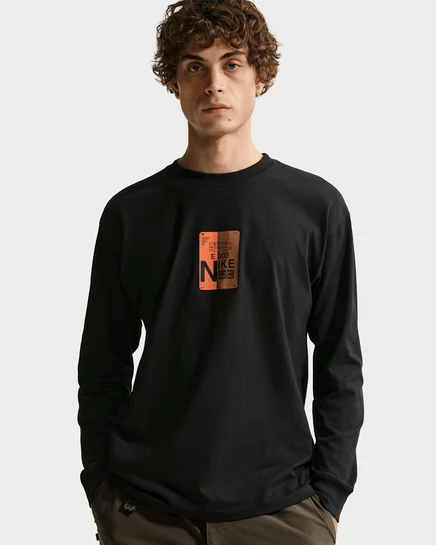 Унисекс лонгслив Nike SB Loose Skate, черный/ярко-оранжевый