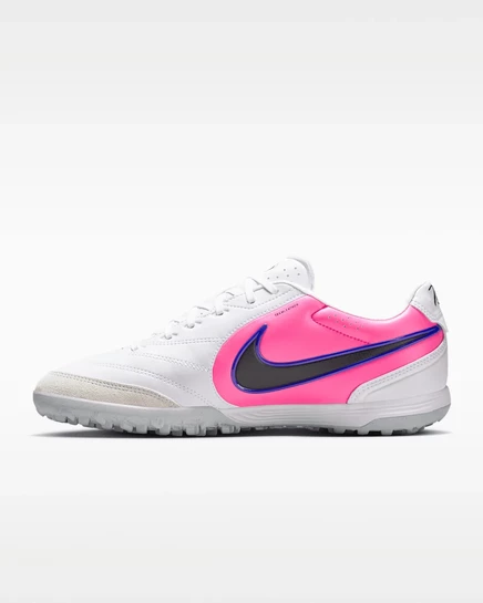 Футбольные бутсы Nike Tiempo Ligera Pro с низким берцем на твердой подошве белые / синие / розовые / черные