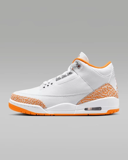 Женские баскетбольные кроссовки Jordan Air Jordan 3 Retro, белые с оранжевыми акцентами