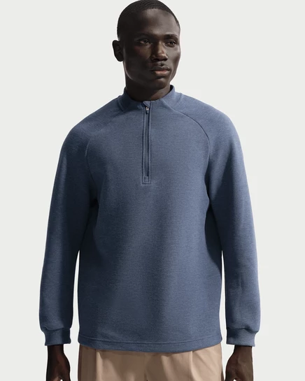 Мужской гольф-топ Nike Therma-FIT 1/2-zip, тёмно-синий/белый
