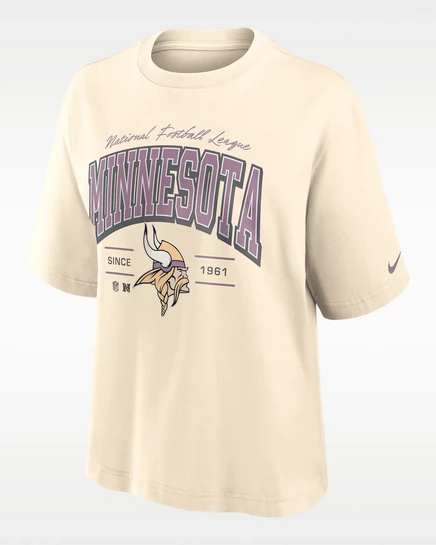 Женская футболка Nike Vintage Mod Boxy Vikings, кремовая