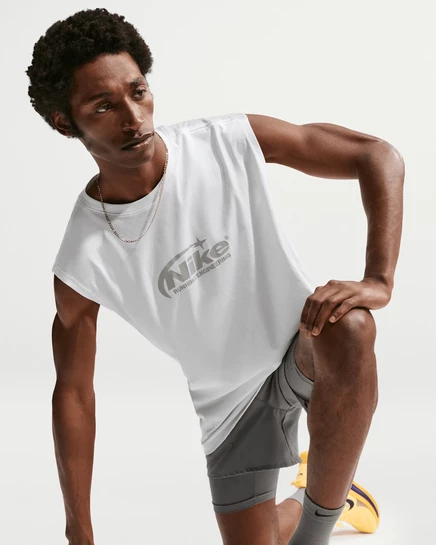 Мужская беговая майка Nike Dri-FIT, бело-зеленая