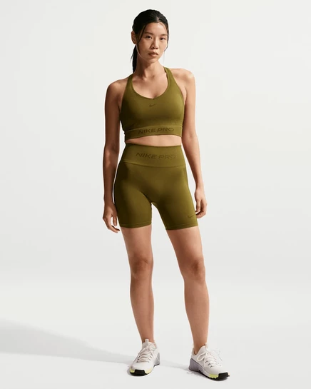 Женские велосипедки Nike Pro Seamless Dri-FIT 5″, оливковые