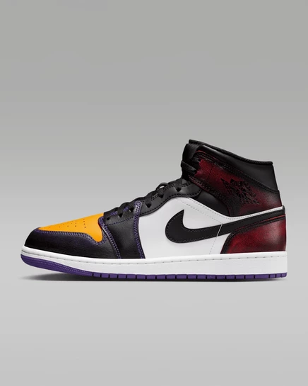 Унисекс кроссовки Jordan 1 Mid, красно-бело-пурпурно-черные