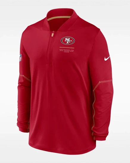 Мужская кофта Nike 49ers Sideline на молнии, красная