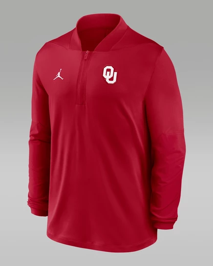 Мужская толстовка Jordan Oklahoma Dri-FIT 1/2-zip, алая