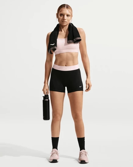 Женские шорты Nike Pro 365 5″ средней посадки, черные/розовые/белые