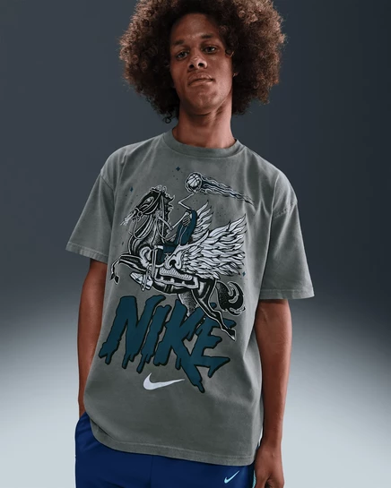 Мужская футболка Nike Max90 Basketball, пепельно-серая/синяя