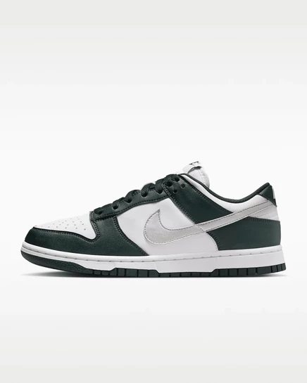 Женские кеды Nike Dunk Low, зеленые/белые/кремовые/серебристые