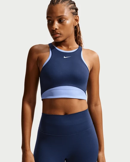 Женский спортивный бюстгальтер Nike One с формованной чашкой, темно-синий/серебристый/белый