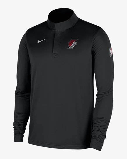 Мужская толстовка Nike Portland Trail Blazers Dri-FIT с короткой молнией, черно-белая