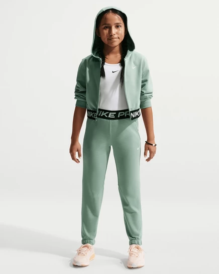 Джоггеры для девочек Nike Pro Fleece, светло-серые/черные