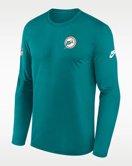 Мужская футболка Nike Miami Dolphins Alt Legend с длинным рукавом, аква