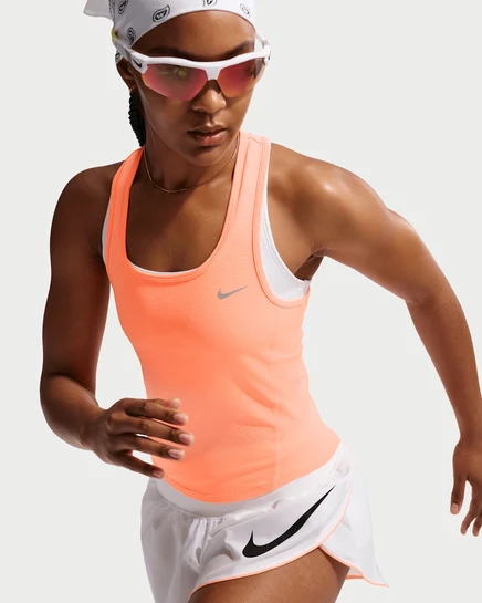 Женская укороченная сетчатая майка Nike Tempo Dri-FIT, orange pulse/photon dust/white