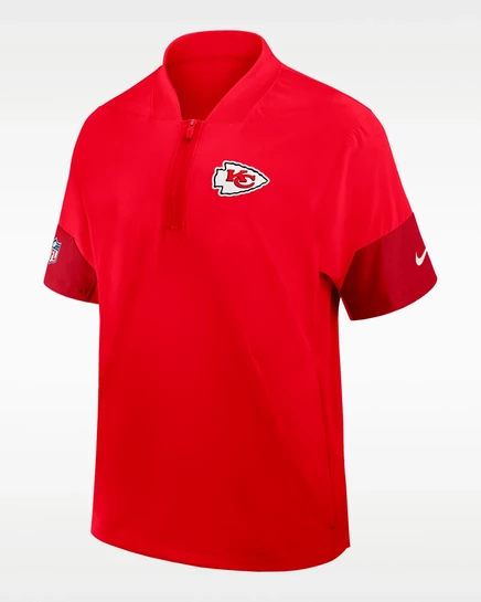 Мужская куртка Nike Kansas City Chiefs Sideline Coach с короткой молнией, красная