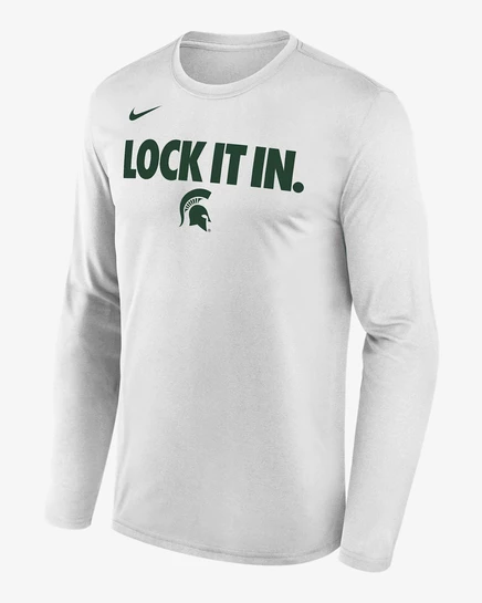 Мужской лонгслив Nike Michigan State 2026 On‑Court Bench Dri‑FIT, белый
